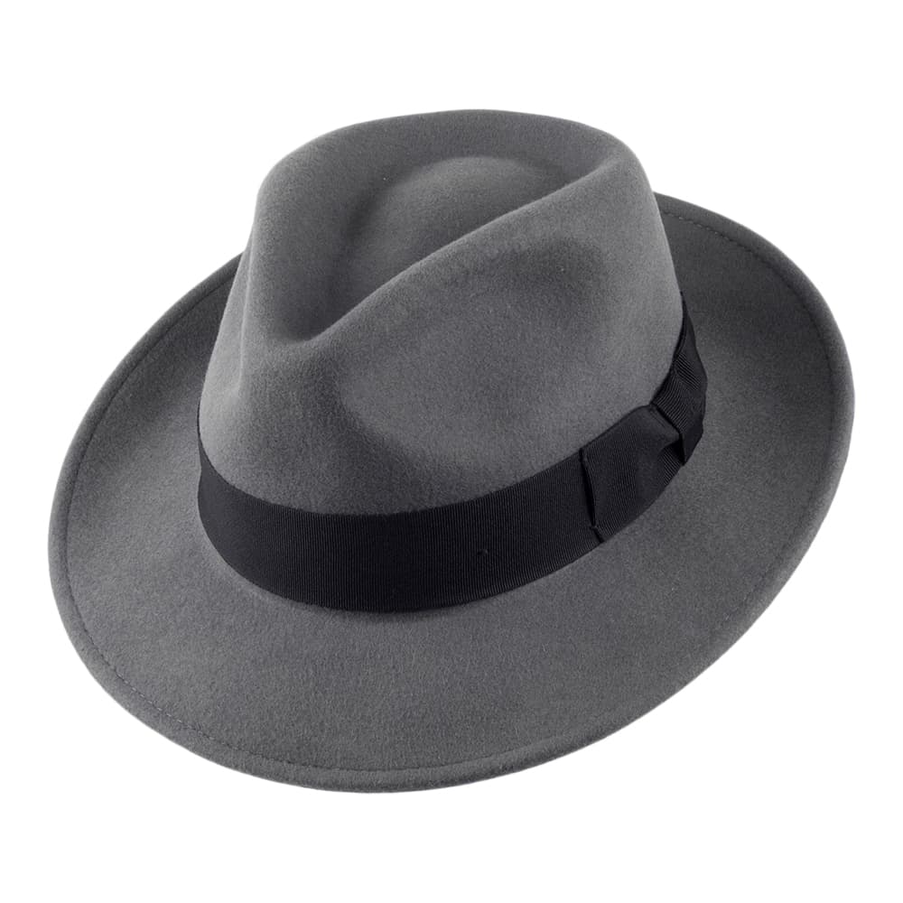 Crushable C-Crown Wool Fedora in Grey — Farnell Hat Co.