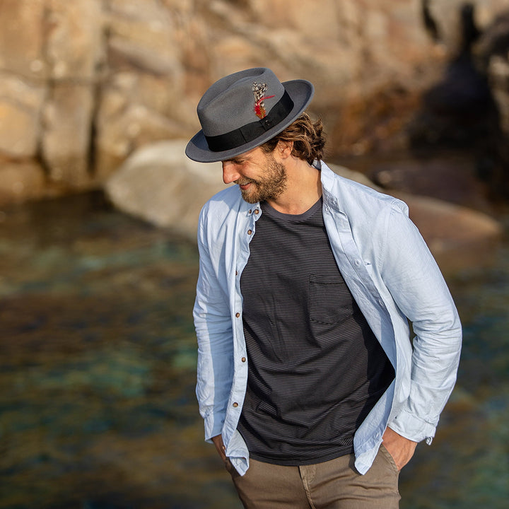 Crushable C-Crown Wool Fedora in Grey — Farnell Hat Co.