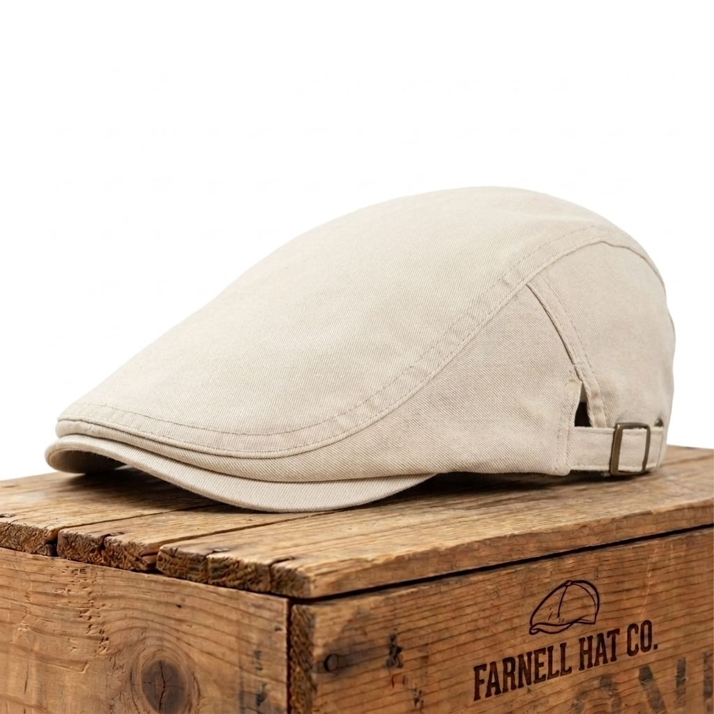 Urban Cotton Flat Cap on Farnell Hat Co. crate