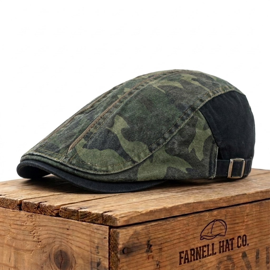 Camo Cotton Cap on Farnell Hat Co. crate