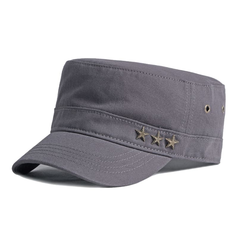 Triple-Star Studded Army Cap in Gray | Farnell Hat Co.