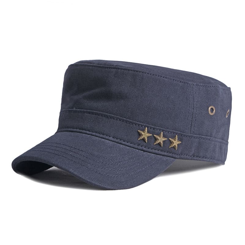 Triple-Star Studded Army Cap in Navy Blue | Farnell Hat Co.