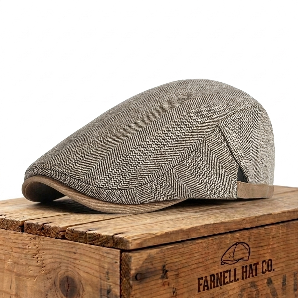 Chevron Textured Driver Cap on Farnell Hat Co. crate