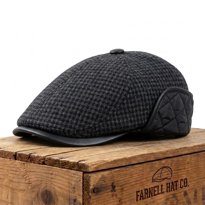 Wool Ear Flap Cap on Farnell Hat Co. crate
