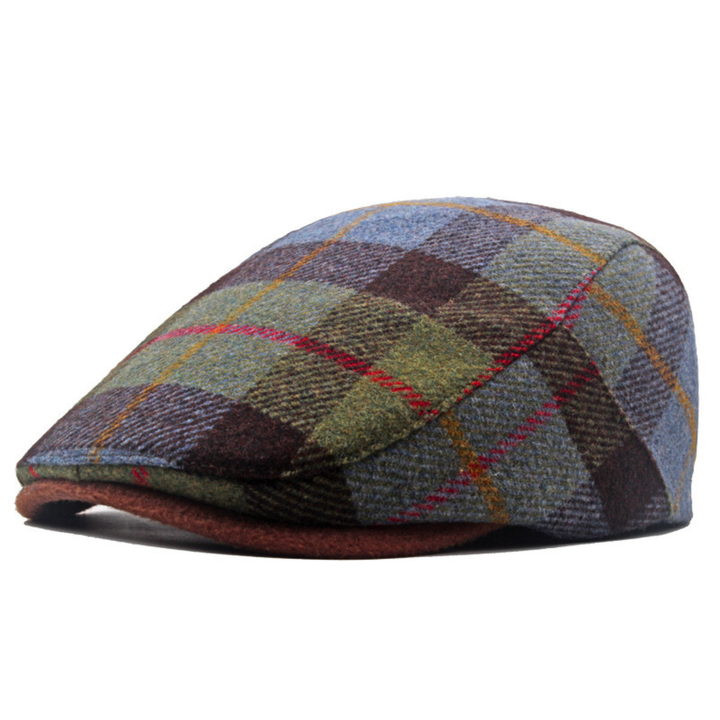 Wool Blend Plaid Flat Cap in Green | Farnell Hat Co.