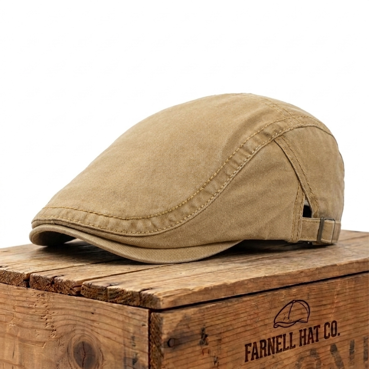 Casual Cotton Flat Cap on Farnell Hat Co. crate
