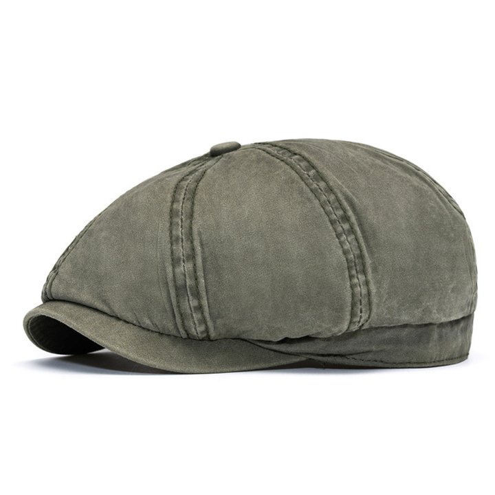 Washed Cotton Newsboy Cap in Green | Farnell Hat Co.