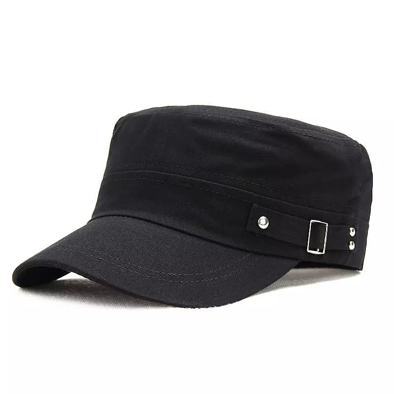 Men's Washed Cotton Army Cap in Black