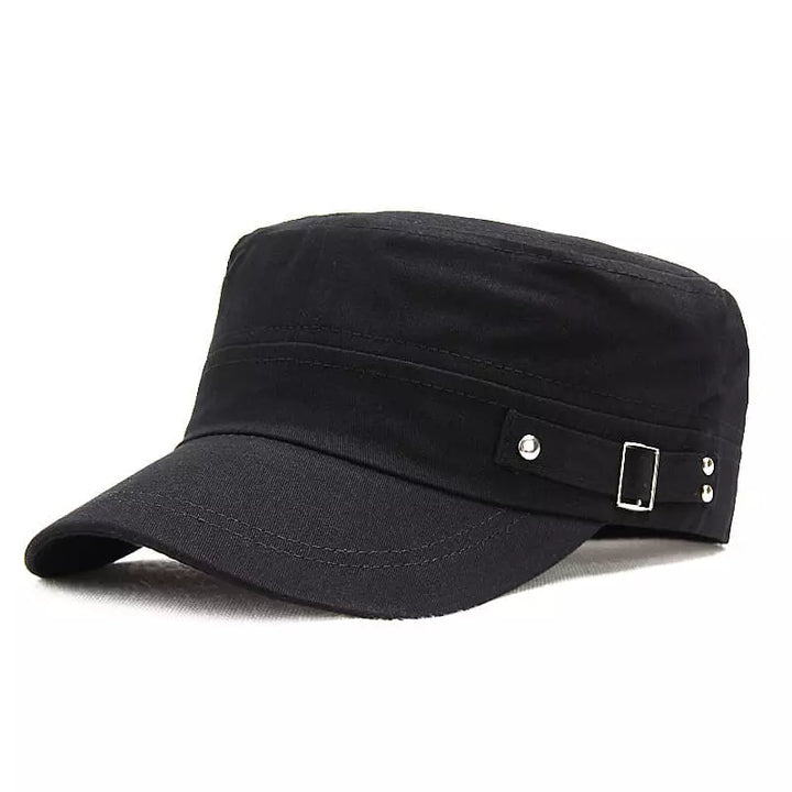 Men's Washed Cotton Army Cap in Black