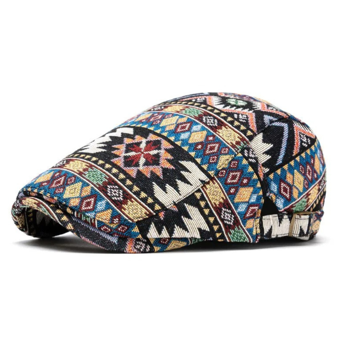 Woven Fabric Geometric Driver Cap in Black | Farnell Hat Co.