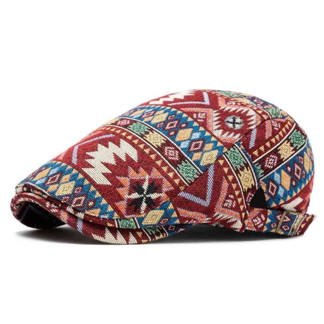 Woven Fabric Geometric Driver Cap in Red | Farnell Hat Co.
