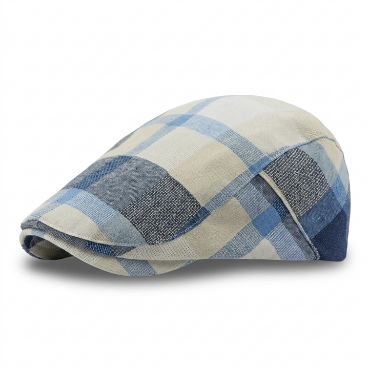 Woven Plaid Check Flat Cap