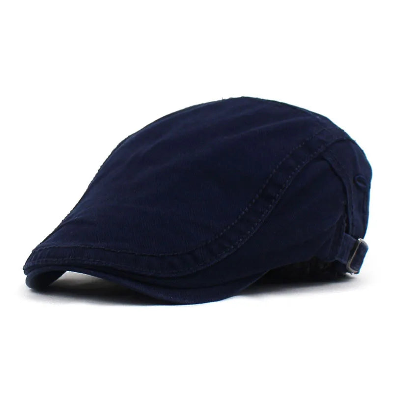 Casual Cotton Flat Cap azul marino