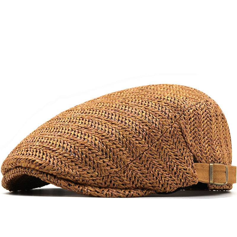 Woven Straw Chevron Driver Cap in Brown | Farnell Hat Co.