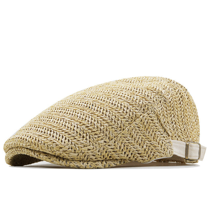 Woven Straw Chevron Driver Cap in Beige | Farnell Hat Co.