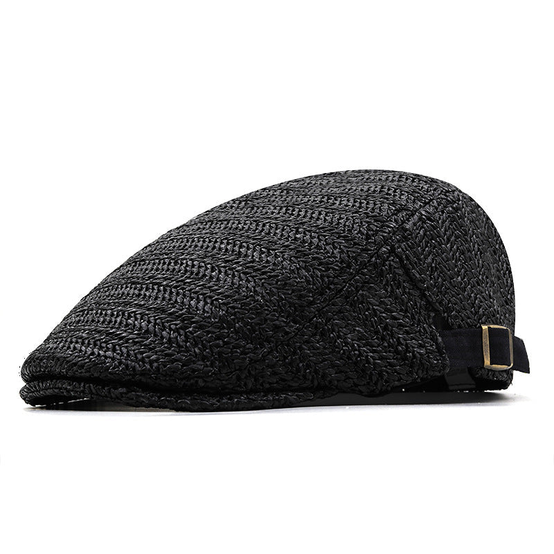 Woven Straw Chevron Driver Cap in Black | Farnell Hat Co.
