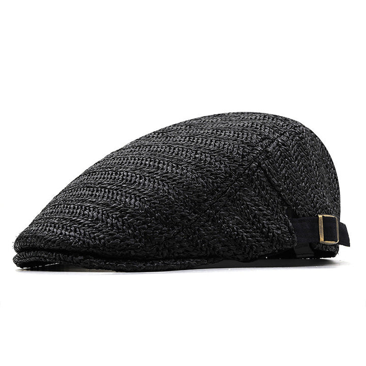 Woven Straw Chevron Driver Cap in Black | Farnell Hat Co.
