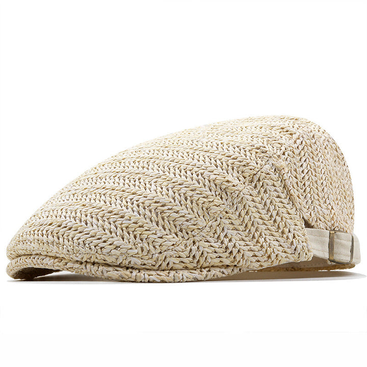 Woven Straw Chevron Driver Cap in White | Farnell Hat Co.