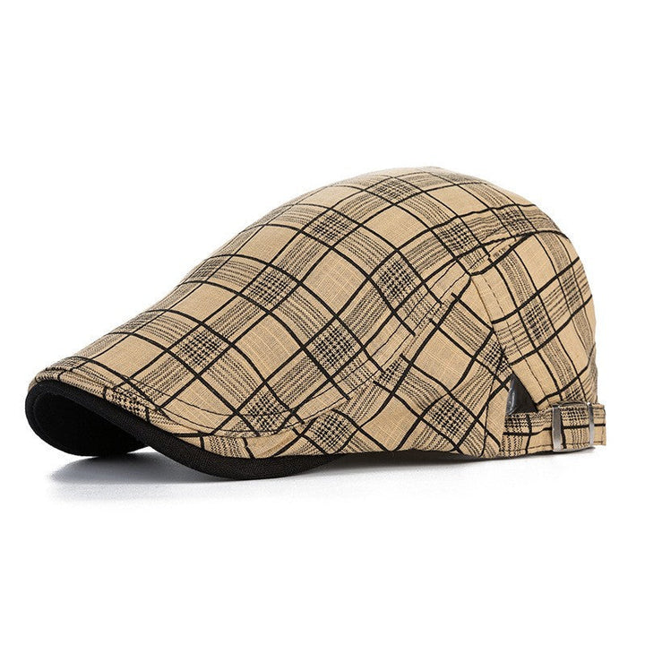Woven Fabric Plaid Driver Cap in Khaki | Farnell Hat Co.