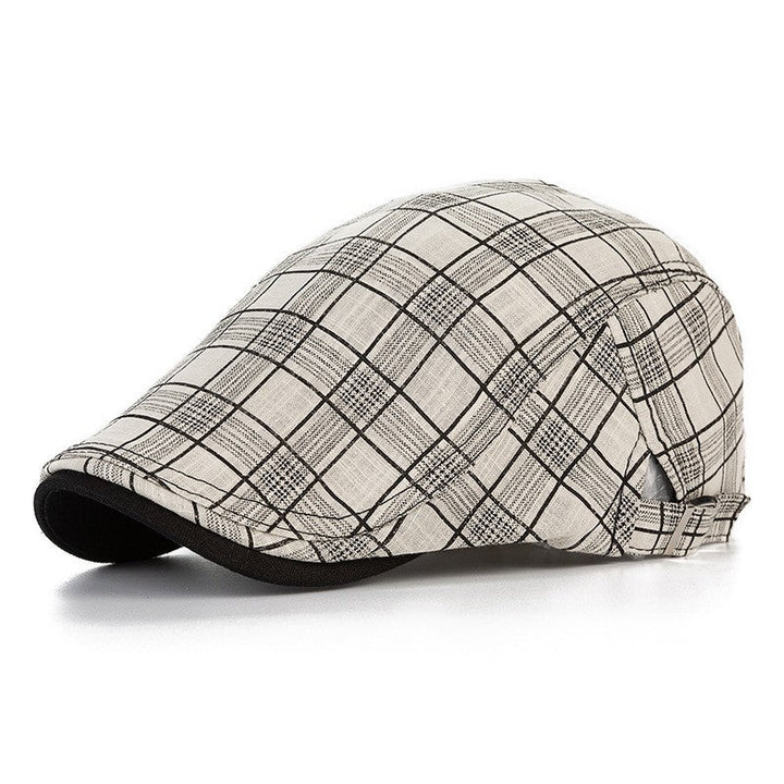 Woven Fabric Plaid Driver Cap in White | Farnell Hat Co.