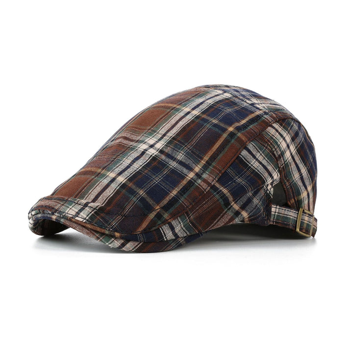 Woven Fabric Heritage Plaid Driver Cap in Brown | Farnell Hat Co.