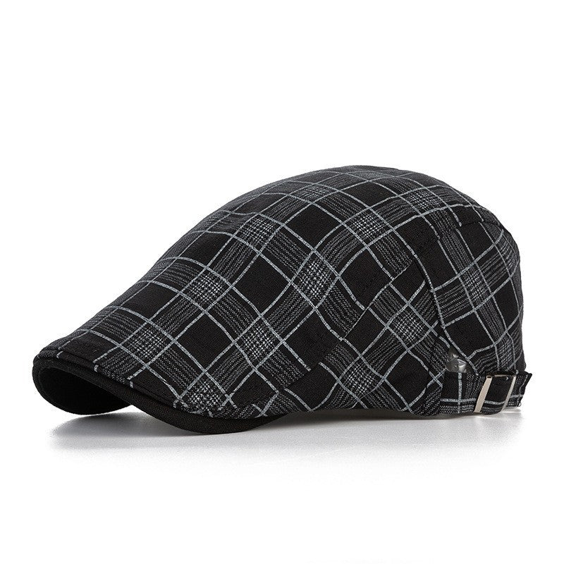 Woven Fabric Plaid Driver Cap in Black | Farnell Hat Co.
