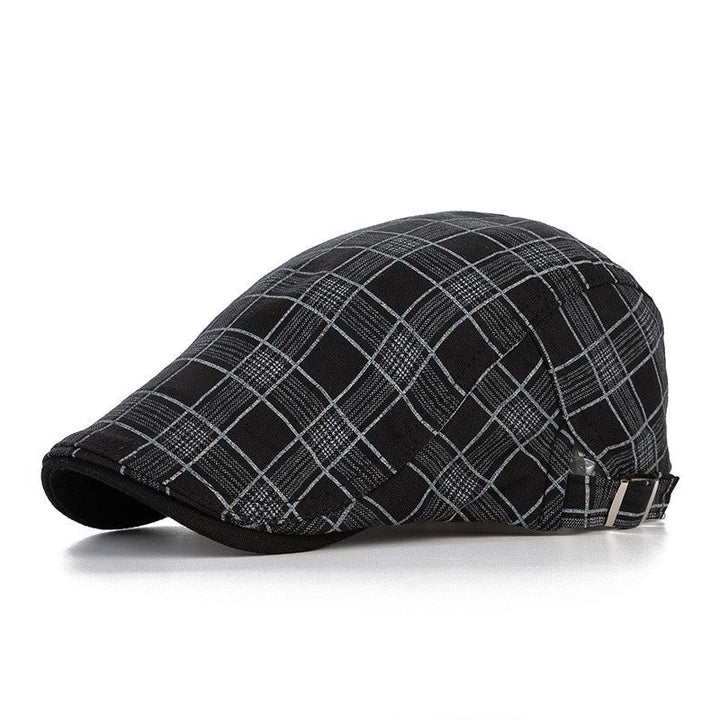 Woven Fabric Plaid Driver Cap in Black | Farnell Hat Co.