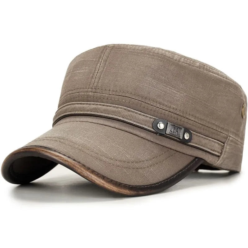 Distressed Cotton Army Cap in Brown | Farnell Hat Co.