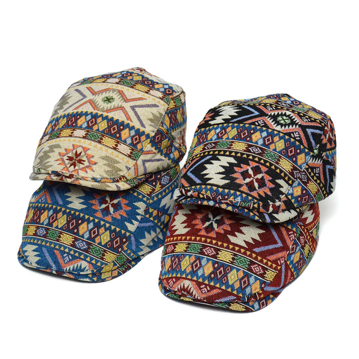 Woven Fabric Geometric Flat Cap — Farnell Hat Co.