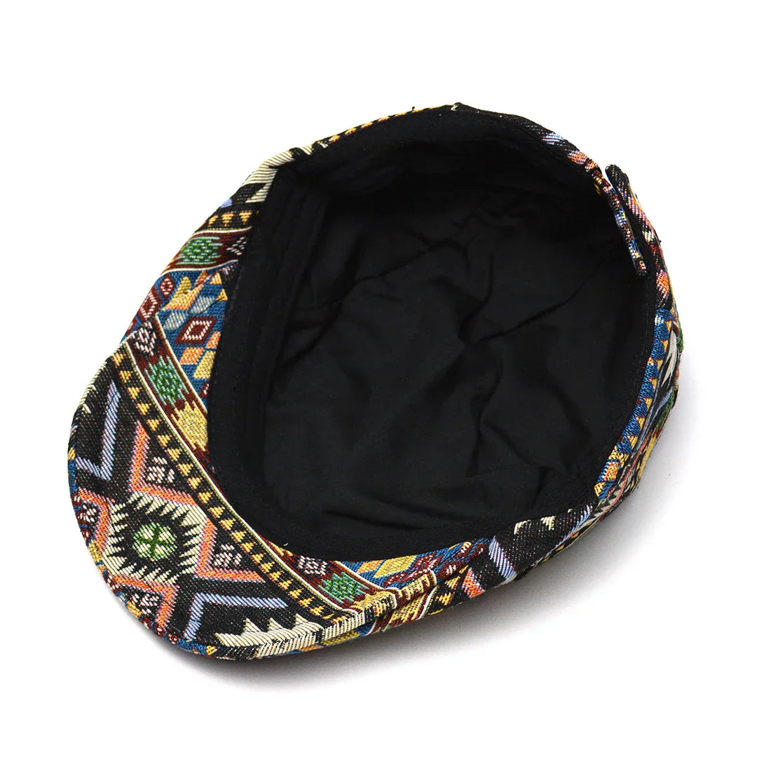 Woven Fabric Geometric Flat Cap — Farnell Hat Co.