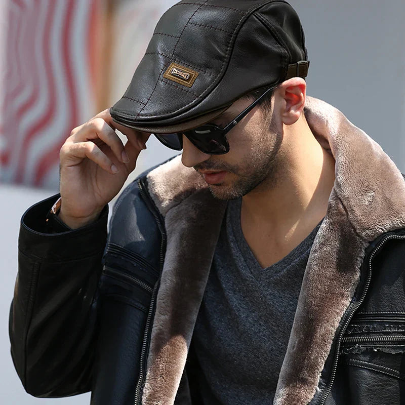 Leather-Look Driver Flat Cap — Farnell Hat Co.