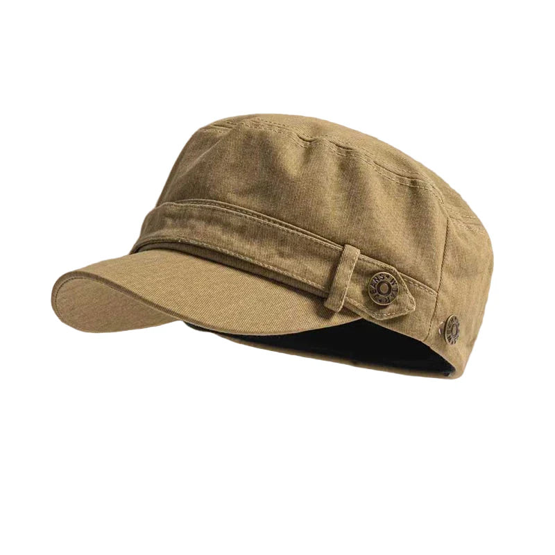 Men's Strap-Detail Cotton Army Cap in Khaki